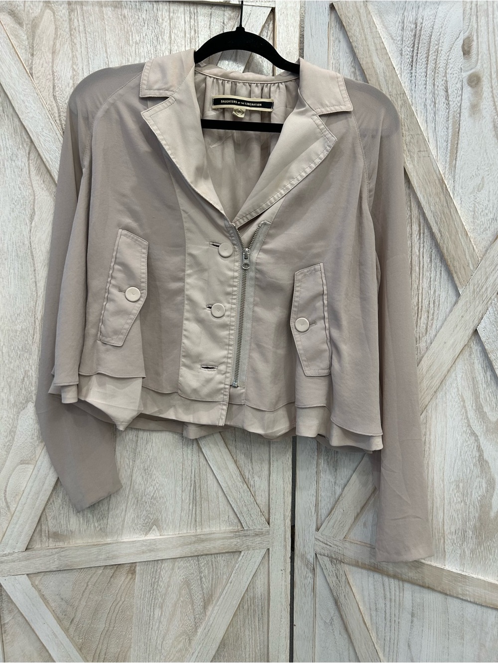 Light Tan Draped Cropped Jacket